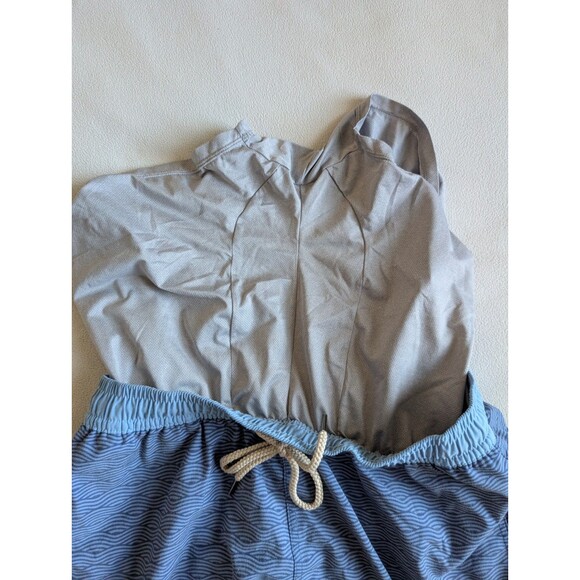 Fair Harbor Swim Shorts Mens XL Blue Wave Pattern Lined Drawstring Trunks Beach - Picture 4 of 9